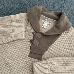 Duluth Trading Co Sweater Mens Tan Brigadier Shawl Collar Wool Blend Sz XL READ